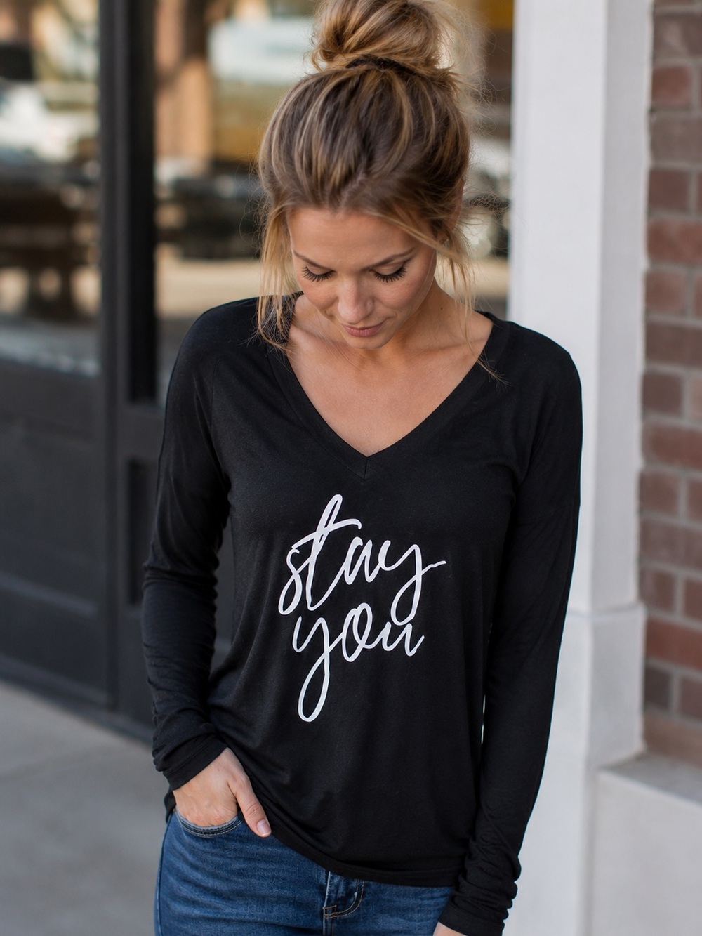 Stay You V Neck Top
